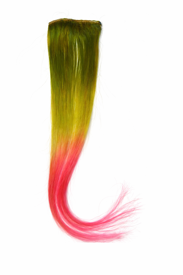 Mèche clipsable - multicolore Vert acide / Rose néon