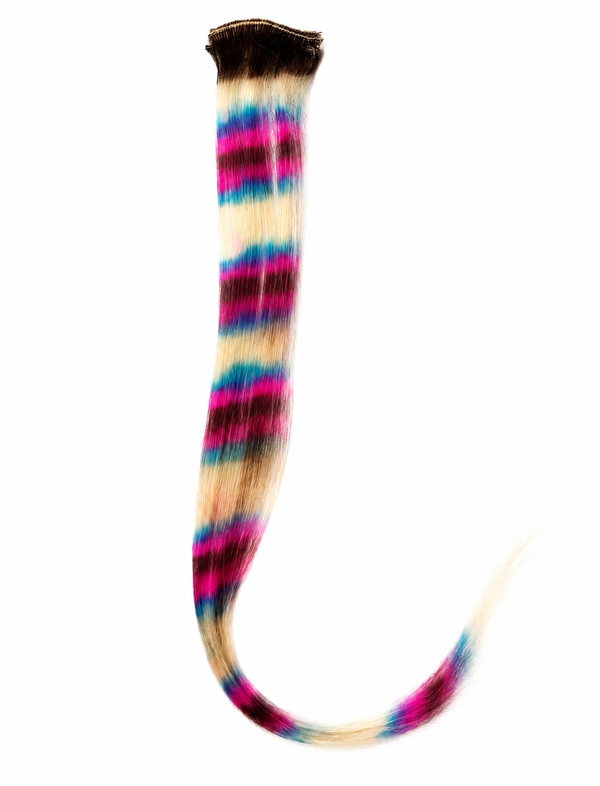 Mèches clipsables - rayée rose et bleu